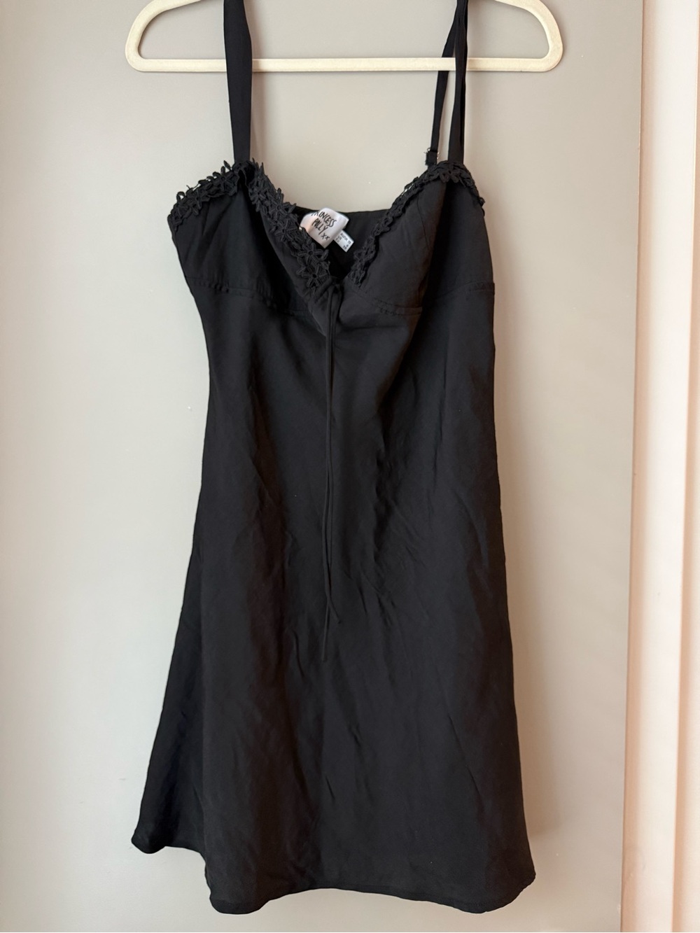 Princess Polly Black Lace-Trim Slip Dress